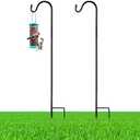 Yetene 2 Pcs 45 Inch Shepherds Hook for Outdoor Adjustable Bird Feeder Pole Metal Steel Shepard Hooks for Hummingbird Stand Feeder Pole for Garden Plant, Lantern, Hanging Wedding Decor - Black