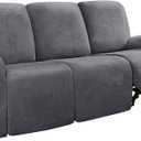 Eight-Piece Separate Design Recliner Slipcover Dark Grey Velvet