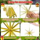 Syhood 6 Pcs Glitter Starburst Star New Year Ornaments 8 Inch Exploding Glitter Starburst Bethlehem Star Hanging Tree Ornaments Tabletop 3D Decor New Year Holiday Party(Gold,Bright)