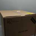 IRIS USA Top Entry Cat Litter Box with Scoop, Stylish Round Cat Litter Box Enclosure, Kitty Litter Box, Beige/White (Large)