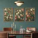 LHIUEM Vintage Blossom Flower Framed Canvas Wall Art Set,Nature Wildflowers Botanical Wall Decor,Retro Boho Floral Artwork for Living Room,Bedroom,Dining Room,Office-16 x24 x3