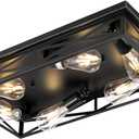 Flush Mount Ceiling Light Fixture, 6-Light Black Farmhouse Flush Mount Light Fixture Kitchen Lights, 23" Metal Cage Closed to Ceiling Mounted Lights for Kitchen Hallway Entryway E26 Base