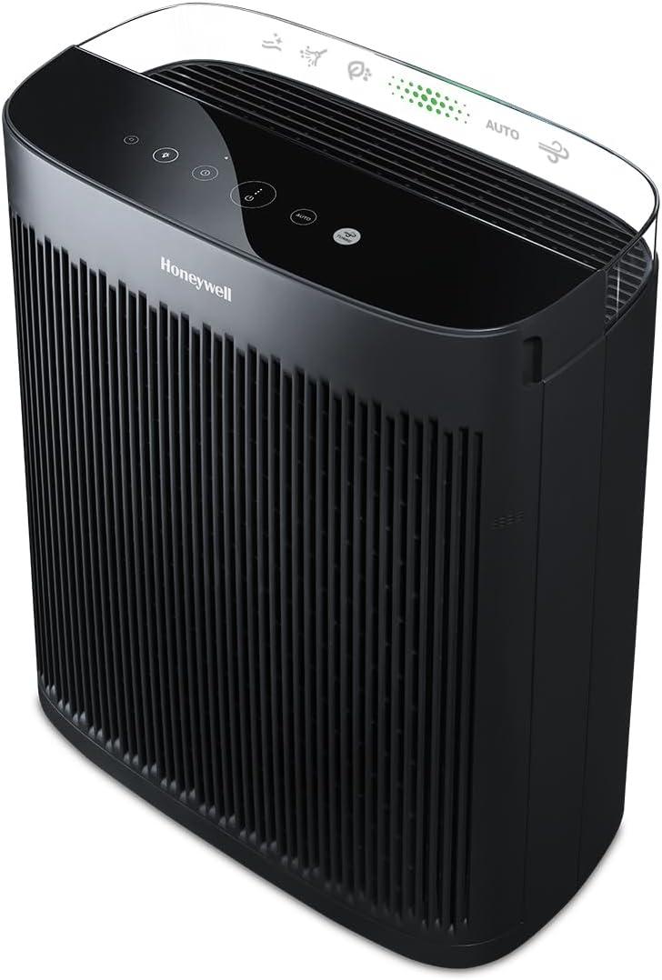 Honeywell HEPA Air Purifier for Home, 2423 Ft Rooms in 1 hour, Air Quality Monitor, Auto Mode, Reduces Allergens, Dust, Pollen, Pet Dander, Odors, All Smoke Types, Black, HPA5300B