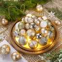 Lunmon 64 Pcs Neutral Christmas Ball Ornaments Champagne Gold White Christmas Tree Decorations Set 1.6/1.97/2.4 Inch Shatterproof Glitter Matt Xmas Baubles Neutral Ornaments for Xmas Tree Home Decor