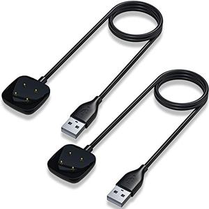 Maledan Compatible with Fitbit Sense & Fitbit Versa 4 Charger Replacement USB Charging Cable Dock Stand for Sense 2/Sense/Versa 4/Versa 3 Smartwatch, 2 Pack 3.3Ft Durable Portable Charger Dock Cord