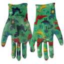 MUD Simply Kids (ages 5-8) Garden Gloves, Nitrile Coating, Lightweight, High Dexterity, Moisture Wicking, Green/Dino Pattern (MD31041M)