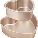 HONGBAKE Heart Shaped Cake Pan, Nonstick 8 & 6 inch Cheesecake Pans Set for Baking, Heart Shape Layer Cake Mold, Baking Tin for Valentine's Day, Weddings, 2 Pieces, Heavy Duty, Golden