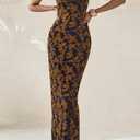 BTFBM Women Spring Dresses 2025 Elegant Wedding Guest Dresses Bodycon Tube Maxi Dress Split Floral Cocktail Dress (M)