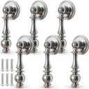 Roowest 6 Pack Polished Silver Drop Cabinet Pulls 2.5 Inch Silver Cabinet Knobs for Dresser and Drawers, Decorative Vintage Cupboard Pulls Durable Pendant Knobs for Kitchen Cabinets Wardrobe