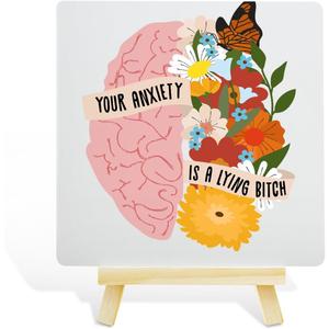 4 x Mental Health Gifts for Women Men, Anxiety Relief Gifts, Calming Gifts for Anxiety Women Men Therapist, Mental Health Decorations for Home Office, Calming Decor for Anxiety, Your Anxiety Is