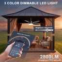 Phylluz Outdoor Ceiling Fan with Lights, 42 Inch Plug in Gazebo Fans with Remote APP Control, Quiet DC Motor, Dimmable 3CCT, Waterproof Hanging Fans for Patios, Porch, Black