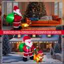 Leyndo 6 FT Christmas Inflatable Santa Claus Outdoor with a Gift Bag and a Dog Blow Up Decoration with LED Lights Cute Xmas for Holiday Party Yard Garden Lawn Decor