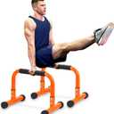 Push Up Bar, 12 Inch High Non-Slip Parallettes Bars & Dip Bars With Foam Handles, Heavy-Duty No Wobbling Calisthenics Equipment For Handstand, L-Sit, Gymnastics, Strength Training Home Gym Use (Orange)