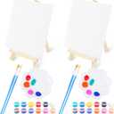 Acrylic Paint Canvas Set, 36 PCS Professional Painting Kit with 2 Wooden Easel, 4 Canvas, 2 Palette, 2 * 12 Colors Acrylic Paint Etc, Premium for Students, Artists, Beginners