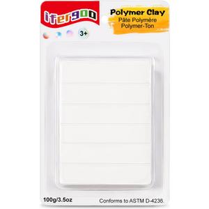 2 x ifergoo Polymer Clay, Oven-Bake Clay, Non Toxic, 3.5 oz. bar, Great for Modeling, Sculpting, Holiday, DIY, Artistic Creation and School Projects. Great for Kids and Beginners (White)