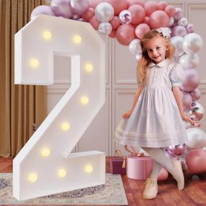 imprsv 4FT Marquee Numbers,DIY Marquee Numbers for 21st Birthday Decorations, Party Party Decorations,Anniversary Party Decor,Mosaic Number for Balloons Number 2,Pre-Cut Foam Board Kit (4 Feet)