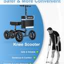 HOMLAND Knee Scooter Walker for Adults for Foot Injuries, 8'' Rubber Wheel | 300lbs Foldable Leg Scooter, Dual Brake, Cozy Knee Pad, Adjustable Height, Storage Bag, Crutch Alternative for Ankle Recovery