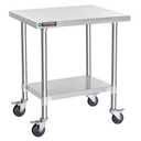 DuraSteel 24x30 NSF Stainless Steel Cart - Heavy Duty Rolling Food Prep Table with Undershelf - Metal Utility Cart for Commercial Restaurant Kitchen, Laundry, Grill Stand of Pizza Oven