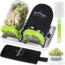 Premium Sprouts Growing Kit, 2 Sprouting Jar Kits & Superior Sprout lids, Blackout Sleeves, Drain Tray, Stainless Steel Stand, Growing Kit for Broccoli, Alfalfa, Beans & Mushroom by YeeGeell (Set of 2)