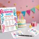 Mermaid Decorations for Birthday Party Game, What is Your Mermaid Name,68 Wooden Play Sign with Stand and 30 Name Stickers Set