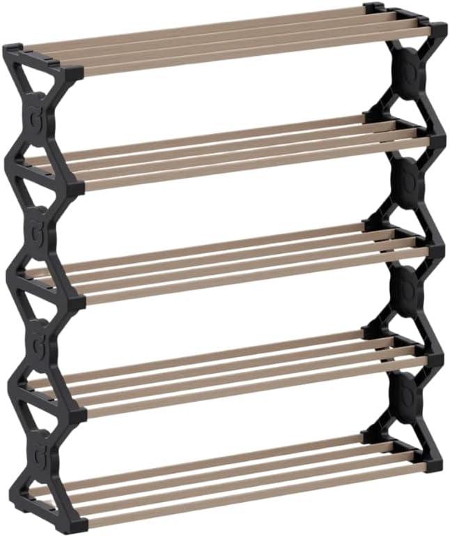 5-Tier Wooden Shoe Rack, Modern Black 25.2 in (64 cm) Height