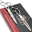 Professional Barber Hair Scissors Thinning Shears Kit - 6.8" HIGH-END Extremely Sharp Haircut Scissors Hairdressing Texturizing Hair Cutting Shears Set 440C Stainless Steel for Salon Home Stylists (Silver)
