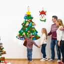 EMPOF Felt Christmas Tree for Toddlers, 3.5ft Felt WallTree Set for Kids Wall with Lights + Snowman Advent Calendar + 6 Face Stickers+ 33 Ornaments, Indoor Christmas Home Decor, Colorful
