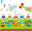 1 Year Old Toys for Boys Girls Birthday Gift, Cause and Effect Animal Pop Up Toy with Music and Light for Toddlers 1-3, Preschool Learning Educational Toys Valentines Easter Gifts for babies 12 months