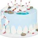 RoundFunny 24 Pieces One Silly Goose Cake Topper Resin Pebbles Pools 1st Birthday Cake Decorations White Goose Theme Baby Shower Party Supplies