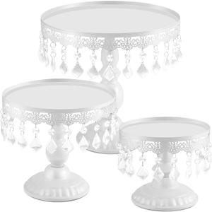 Eaasty 3 Pcs Cake Stand Set Round Cake Stand with Crystal Bling Pendants Dessert Table Display Set for Wedding Event Birthday Party Dessert Table(White) Eaasty 3 Pcs Cake Stand Set Round Cake Stand with Crystal Bling Pendants Dessert Table Display Set for Wedding Event Birthday Party Dessert Table(White)