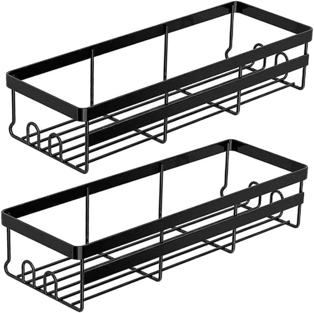 Shower Shelves for Tile Walls 2pcs Bath Shelf Set Suction Cup Holder Shower Rack Black