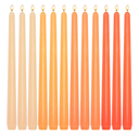 12-Pack Gradient Orange Taper Candles, 10 Inch Unscented Dripless Candlesticks, Long-Lasting Burn Time of 7-8 Hours, Perfect for Fall Harvest Halloween Thanksgiving Dinners Parties and Home Décor