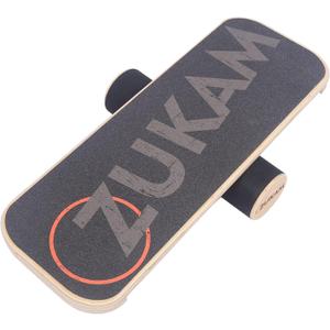 Balance Board Trainer, Wooden Balancing Board with Workout Guide to Exercise and Build Core Stability, Wobble Board for Skateboard, Hockey, Snowboard & Surf Training, 75x28 cm