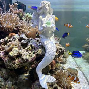 Unique Mermaid Aquarium Decorations - Resin Fish Tank Dcor Thematic Ornaments, Waterproof & Non-Toxic Mermaid Statue for Enchanting Aquarium Display, Item (White)