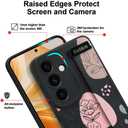 Case for Samsung Galaxy S25 6.2 inch 2025 Released, Silicone Case with Strap for Women Girls Cute Floral Flowers Adjustable Wristband Kicktand Cover for S25 Plus, Black Flower