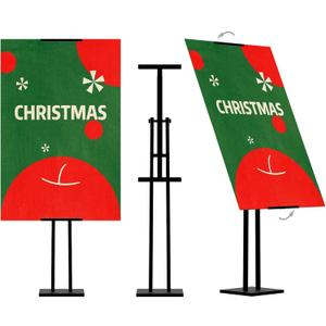 Heavy Duty Sign Stand, Metal Floor Standing Poster Stand, Retractable Height Poster Board Stand and 180 Rotation, Display Stands for Vendor Events, Black Foam Board Stand 2 Pack