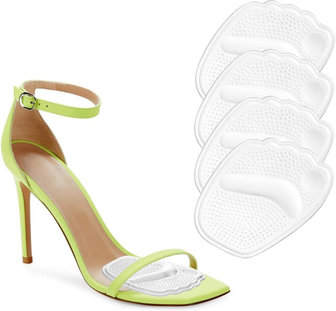 KTSAY 4PCS Metatarsal Pads Women and Men, Gel Ball of Foot Cushions, Non-Slip Heel Inserts(Clear)