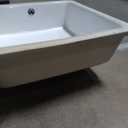 16 Inch Small Square White Undermount Bathroom Sink 16.15" x 16.15" Vanity Under Counter Basin Porcelain Rectangle Vessel Sink for Tiny Place Opening Size 14.17" x 14.17" Lavamanos Para Baños KINGWONG