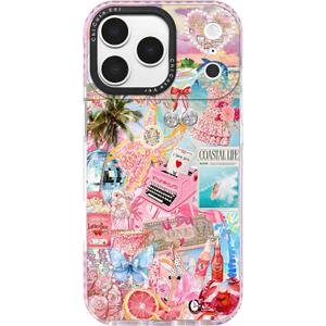 For iPhone 17 Pro Case, Coastal Summer Life Design with Tropical Collage, Military-Grade Drop Protection, Pink Paradise Soft Slim TPU Protective Cover with Camera Control for Women Girls
