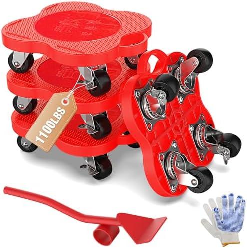 Furniture Dolly,Furniture Mover Sliders with Brake Wheels 360° Rotation,Anti-Slip Furniture Lift Mover Tool Set for Moving Refrigerator, Sofa, Cabinet,Heavy Objects Up to 1100lb