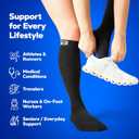 SB SOX Compression Socks for Men & Women (20-30 mmHg) - Best Support Stockings for Travel, Medical, and Sports - Perfect for Everyday Wear (Black)