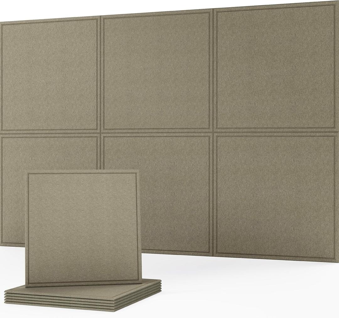 Sound Panels for Walls, Decorative Acoustic Panels, 6 Pack | 23.62 x 23.62 In Each, Covers 72 x 48 In, Peel and Stick, Rental Friendly, Edge Relay Pattern