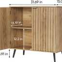 Semiocthome Buffet Cabinet with Storage, Sideboard Cabinet with Fluted Doors and Metal Legs, Storage Cabinet with Adjustable Shelf, Accent Table for Living Room, Kitchen, Entryway - Natural, 31.5"W