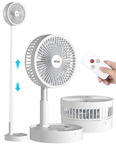 AICase Stand Fan,Folding Portable Telescopic Floor/USB Desk Fan with 10800mAh Rechargeable Battery,4 Speeds Super Quiet Adjustable Height and Head Great for Office Home Outdoor Camping-White