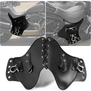 Leather Side Saddle Heat Shield Deflector, PSLER Universal Motorcycle Rider Heat Shield Deflector for Touring Sportster (Black)