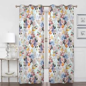 Renaiss Flower Blossom Curtains Watercolor Floral Painting Thermal Insulated Window Curtains for Living Room Bedroom Blackout Window Drapes Grommet Top 42W x 63L Inch 2 Panel Set