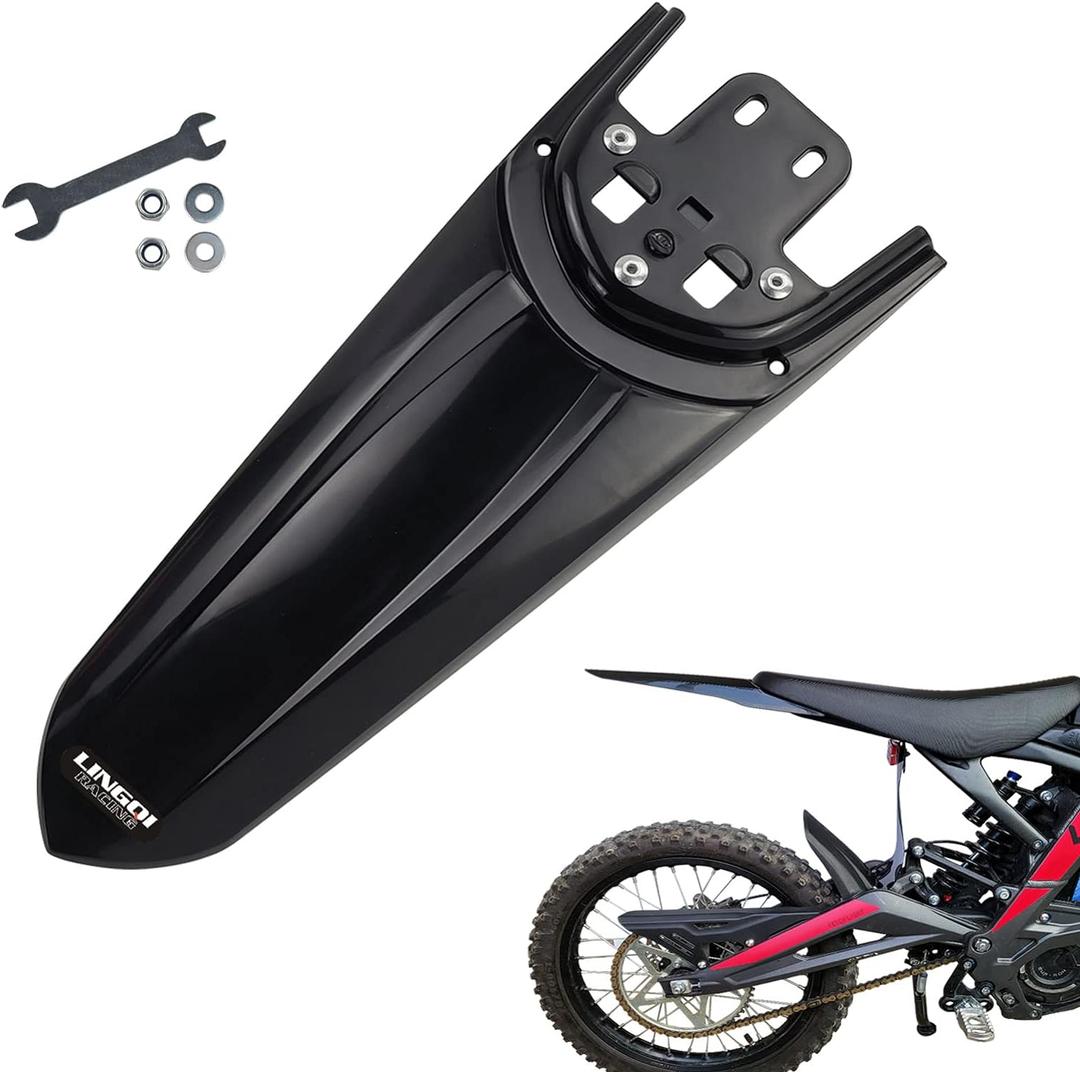 2nd Generation Modified Longer Rear Fender Fit to Sur-Ron Light Bee X And S. Streamlined Long Dirt Pit Mudguards Tail Guard for SURRON.Black