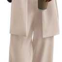 PRETTYGARDEN Women's Fall Two Piece Outfits Dressy Blazer Jacket and Wide Leg Pants Pockets Business Casual Office Suit Sets (Beige,Medium)