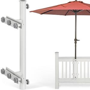 304 Stainless Steel Patio Umbrella Holder, Heavy-Duty Umbrella Deck Mount, for Outdoor Umbrella Holder for Deck Railing,Grille Deck Umbrella Mount(Grille, White)