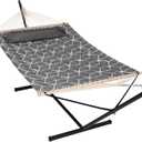ANOW Double Hammock with Stand Included, 2 Person Hammock with Stand for Outside, 450 LBS Weight Capacity, Gray Cube